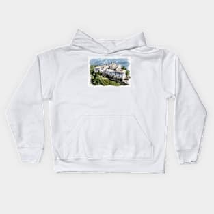 Historic Montecassino Abbey / Mountains of Italy Near Rome / Watercolour Painting Kids Hoodie